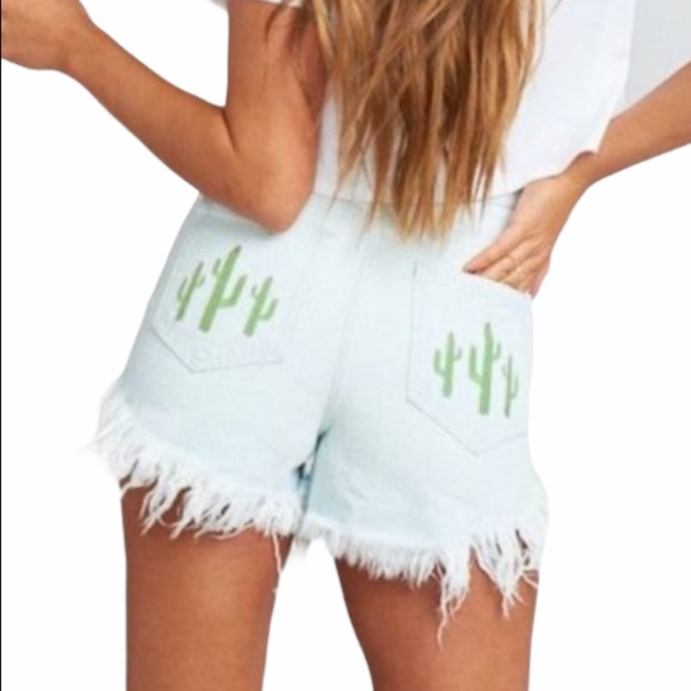 Show Me Your MuMu Wyoming Cactus Embroidered Short